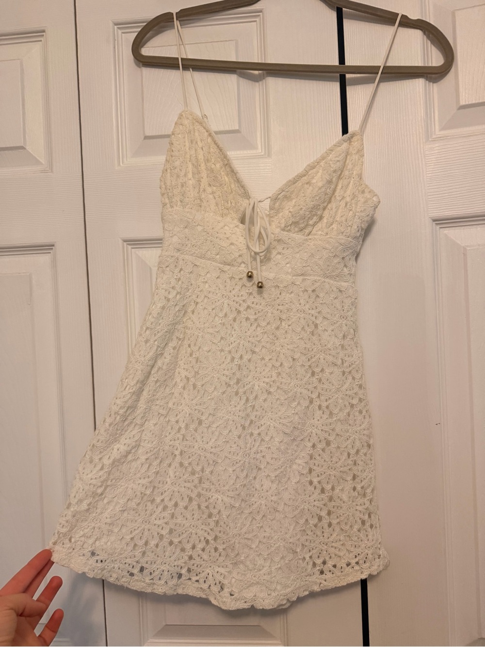 Hello Molly White Mini Dress with Spaghetti Straps